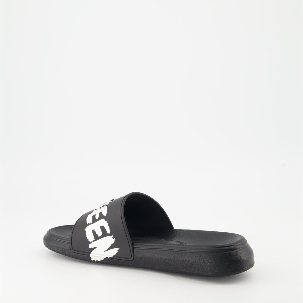 Sapatos abertos Claquettes Graffiti Alexander McQueen Preto Homme