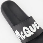 Sapatos abertos Claquettes Graffiti Alexander McQueen Preto Homme
