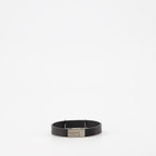Bijoux Bracelet Cassandre en cuir noir Saint Laurent Noir Unisexe