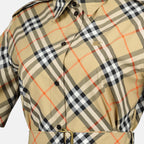 Robes Vestido Camisola em Check Burberry Beige Femme