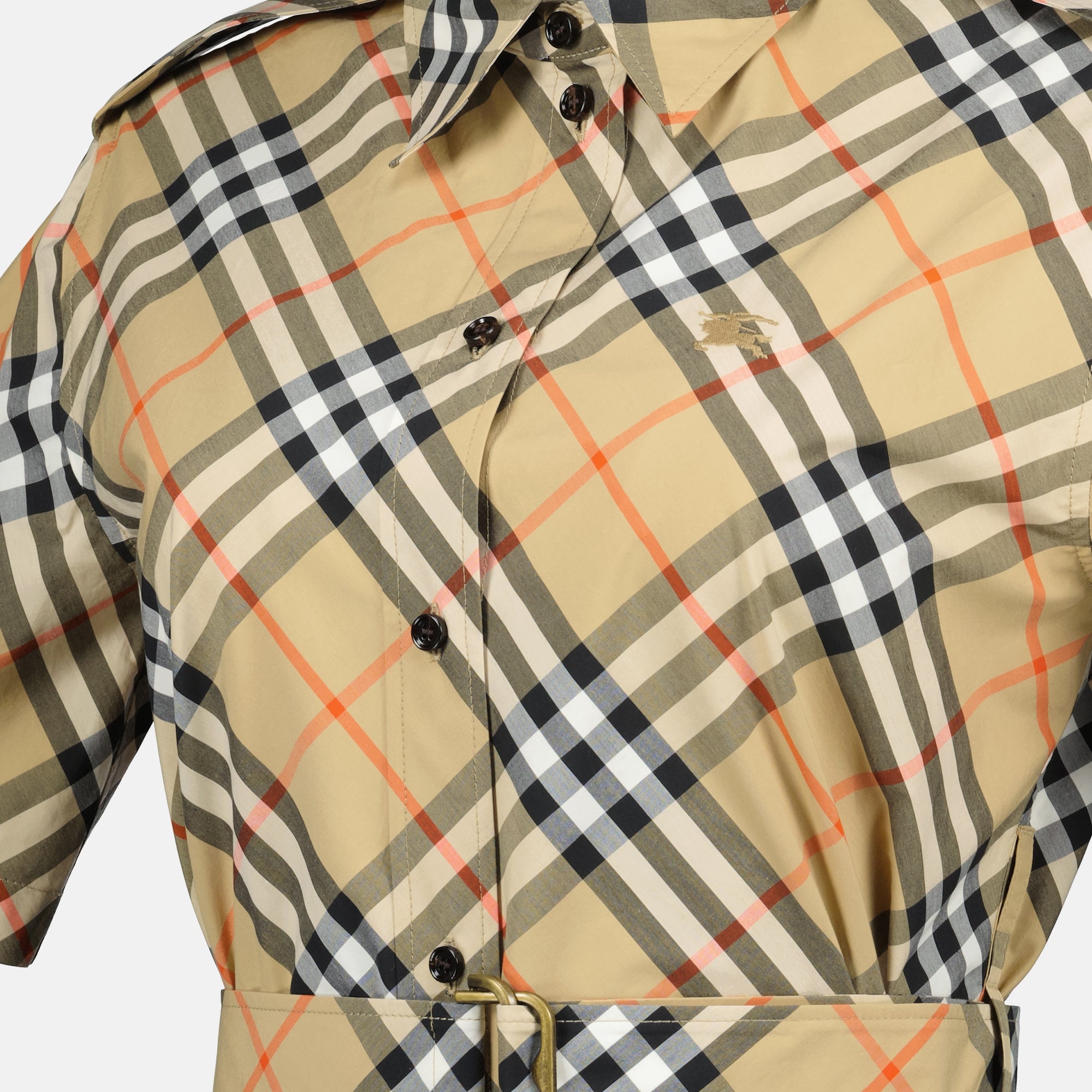 Robes Robe chemise Check Burberry Beige Femme