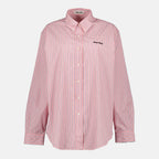 Image de l'article Chemise oversize en popeline rose rayée de la marque Miu Miu pour Femme - Saison Printemps-Été 2026 - Vue de Face