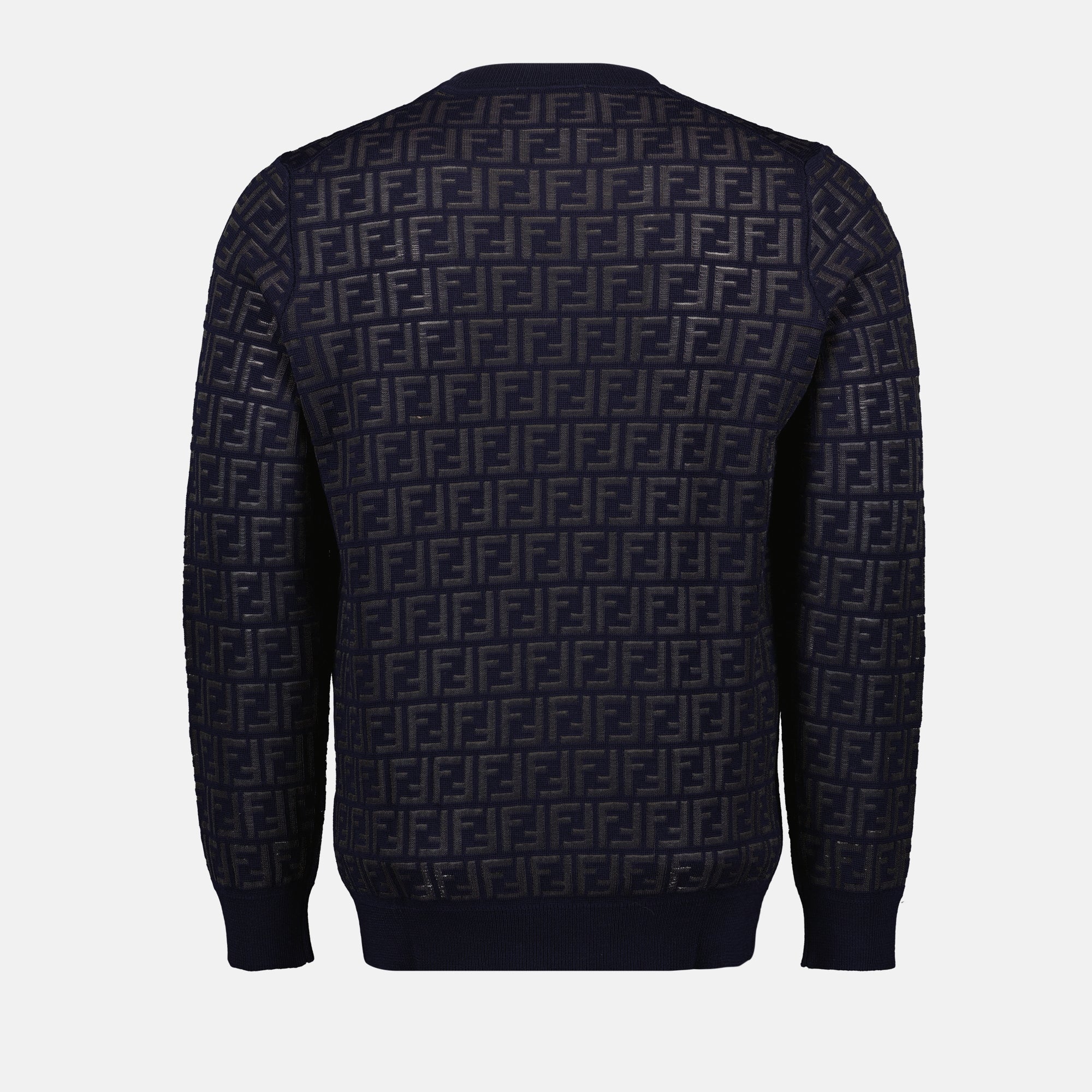 Maille Pull en laine FF Fendi Bleu Homme