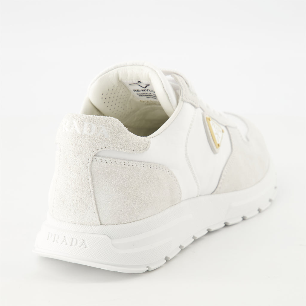 Baskets Baskets en nylon et cuir Prada Blanc Femme