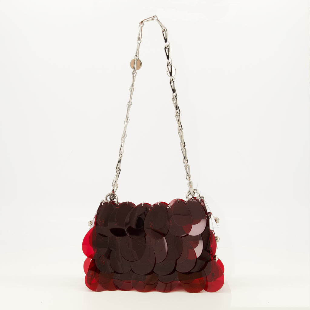 Image de l'article Sac Sparkle avec pastilles rouge et strass de la marque Rabanne pour Femme - Saison Printemps-Été 2026 - Vue de Dos