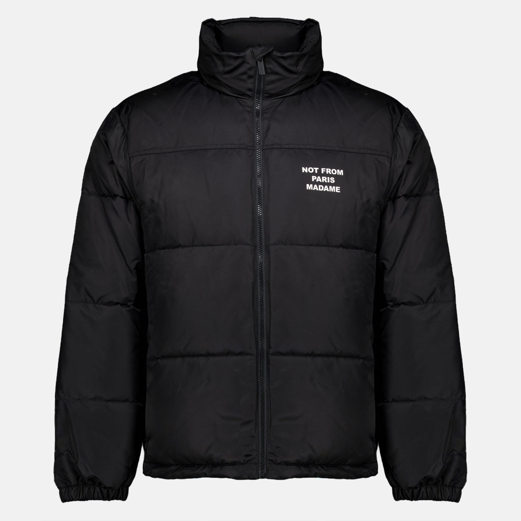 Manteaux Giacca in Piuma con Slogan Nera Drole De Monsieur Noir Homme