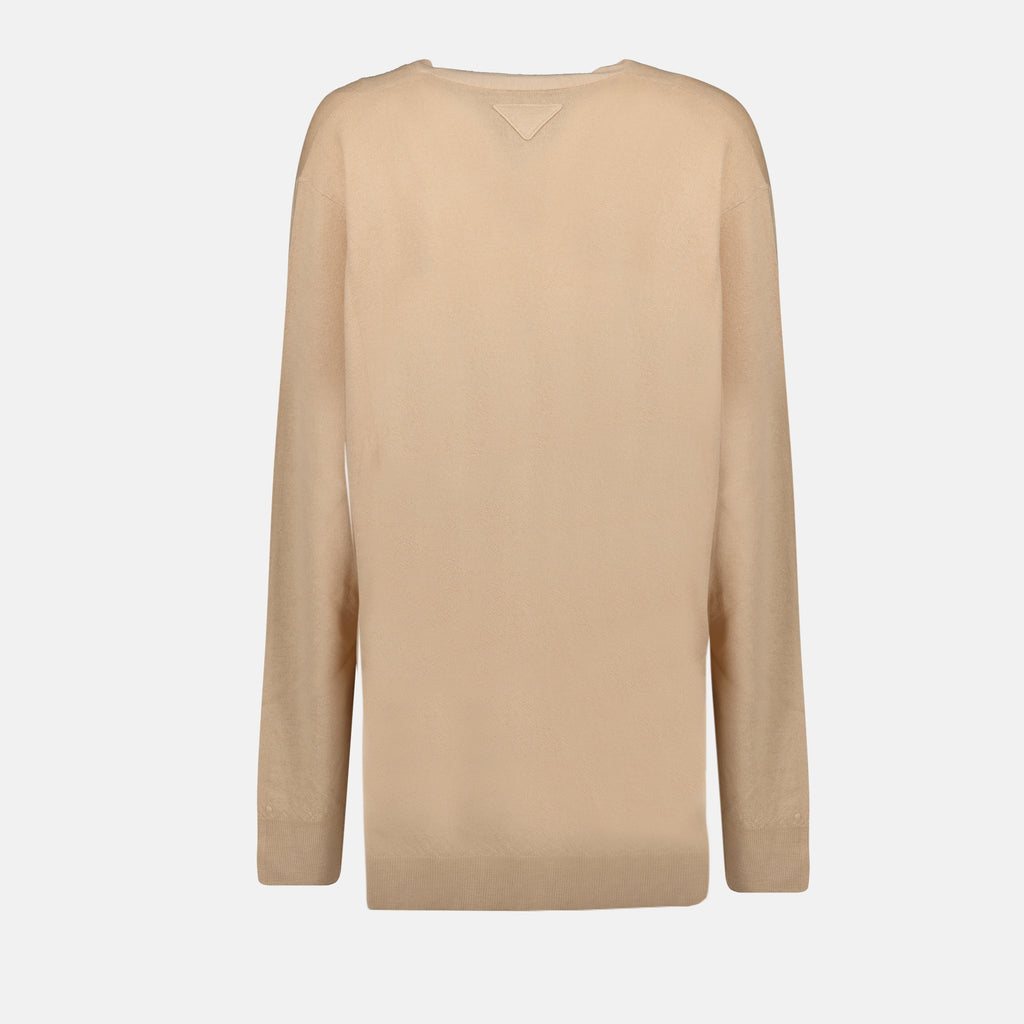 Maille Cardigan en laine Prada Beige Femme