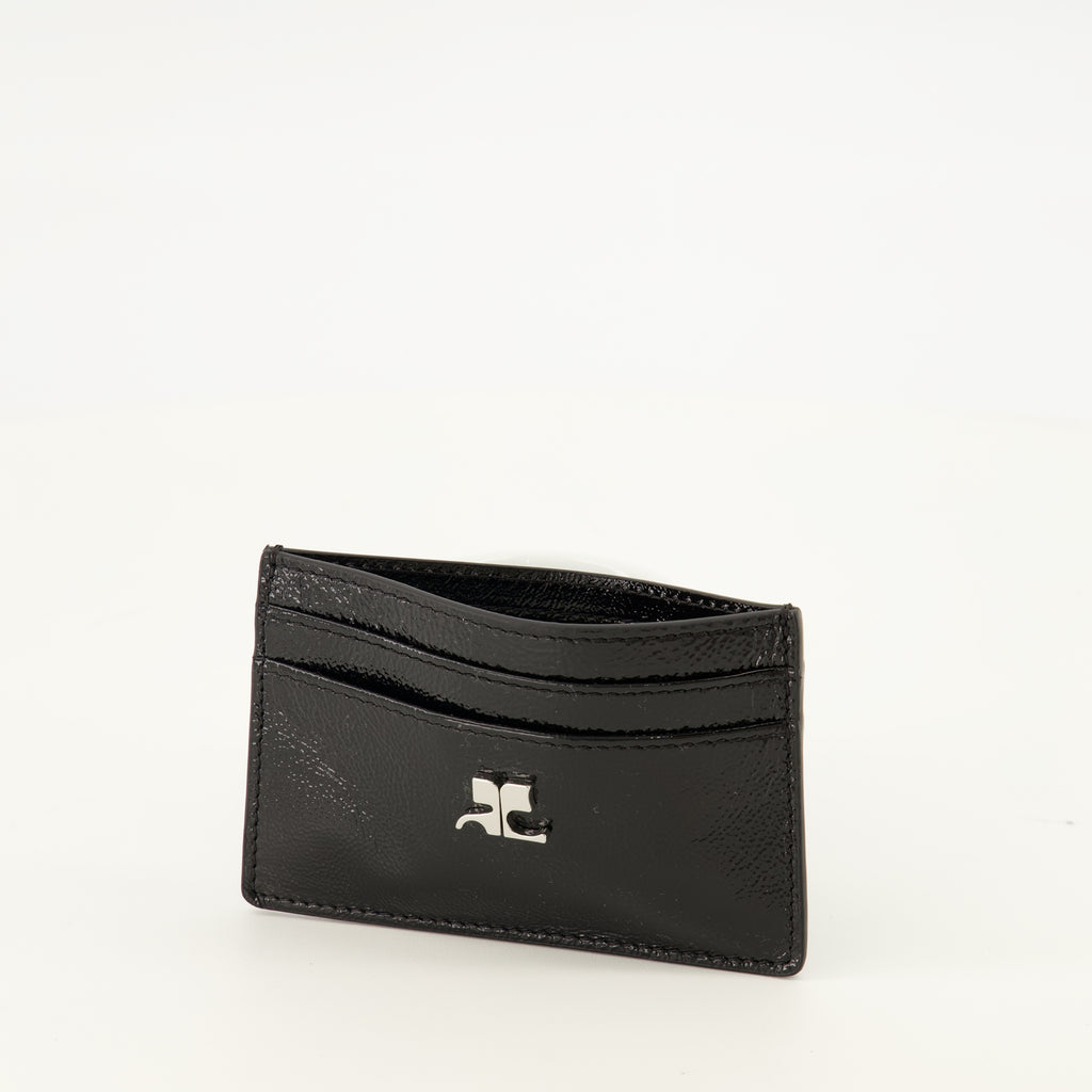 Petite maroquinerie AC Kartenetui aus schwarzem Lackleder Courrèges Noir Femme