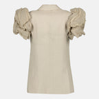 Image de l'article Veste sans manches beige en lin avec volants de la marque Max Mara pour Femme - Saison Printemps-Été 2026 - Vue de Dos