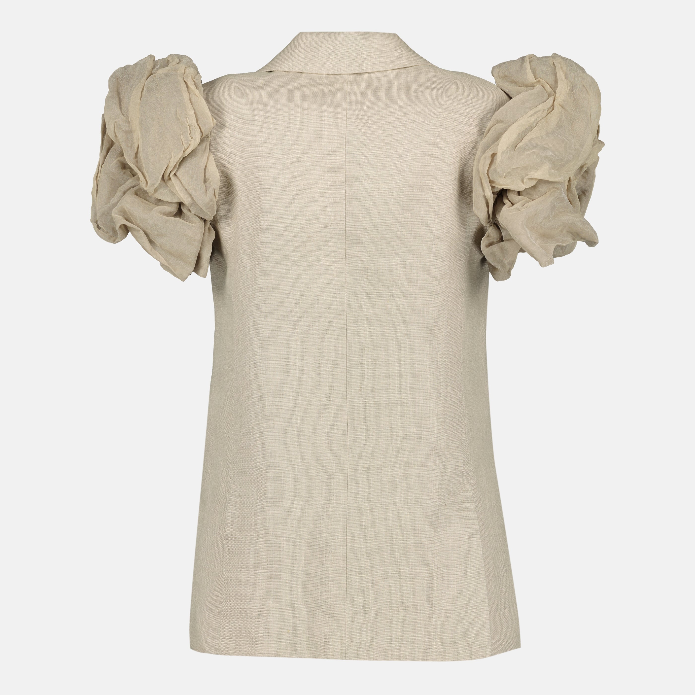 Immagine dell'articolo Giacca senza maniche beige in lino con volant di Max Mara per Donna - Stagione Primavera-Estate 2026 - Vista Posteriore