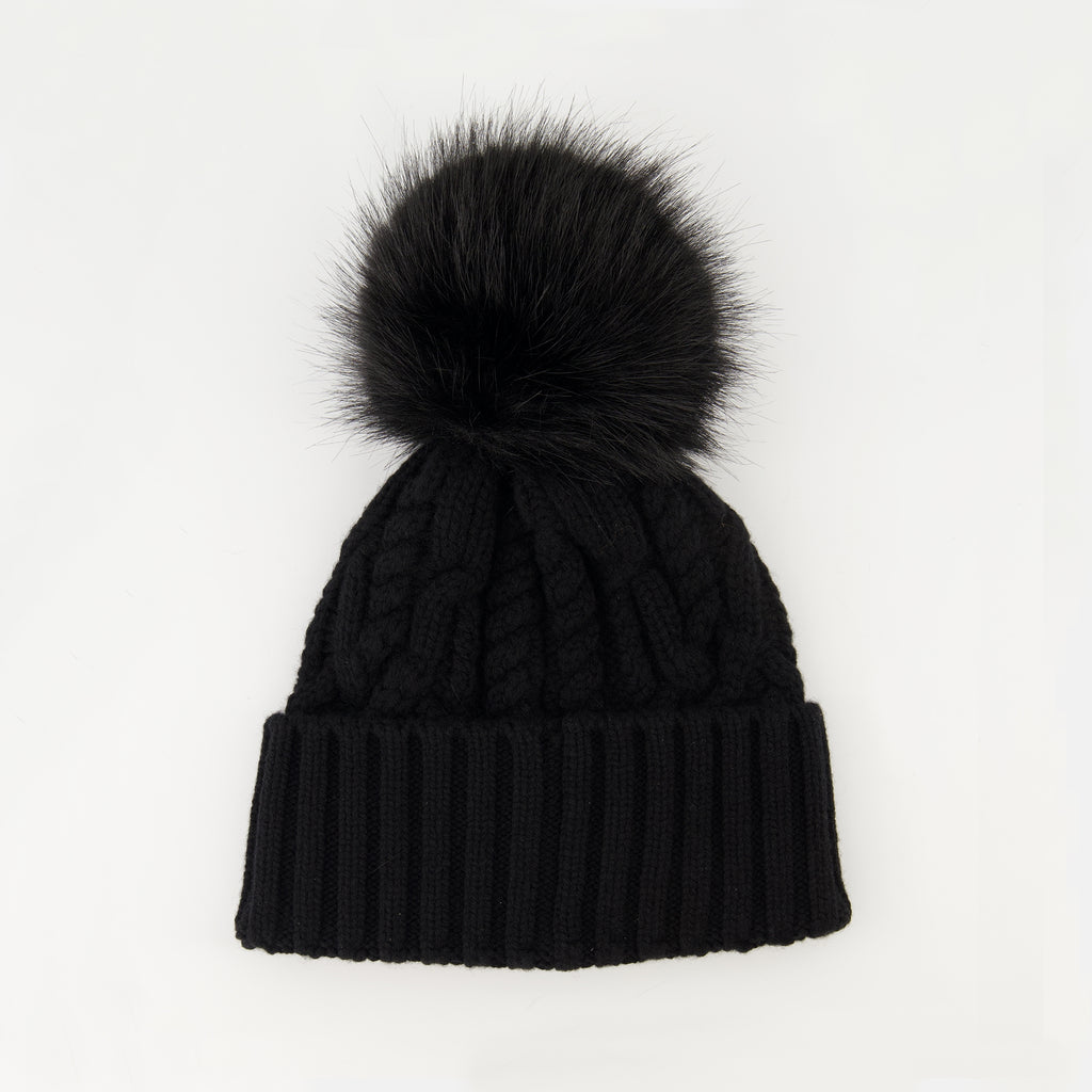 Image of the article Cashmere beanie with pompom from the brand Moncler for Women - Autumn-Winter Season 2025 - Back View