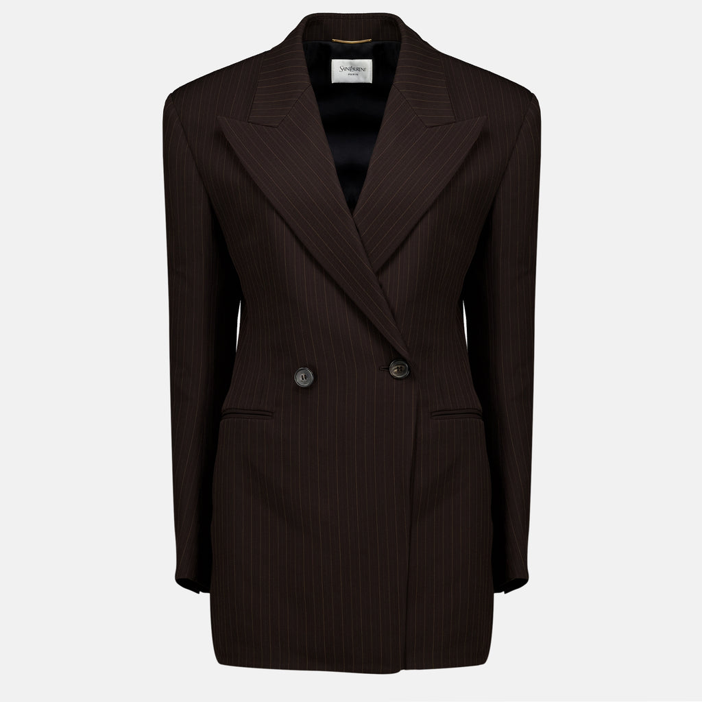 Vestes Blazer marron à rayures Saint Laurent Marron Femme