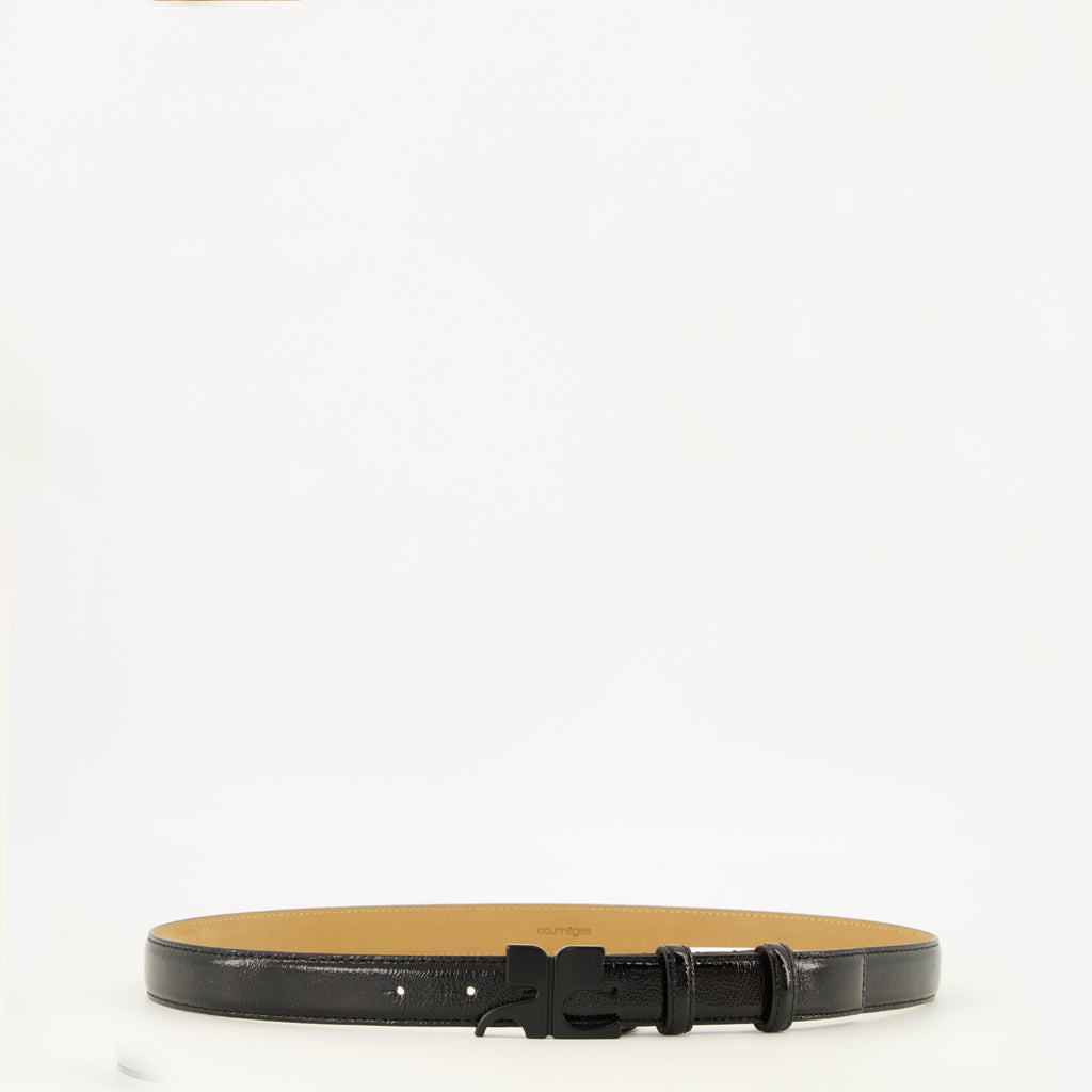 Ceintures Cintura in Pelle Lucida AC Nera Courrèges Noir Femme