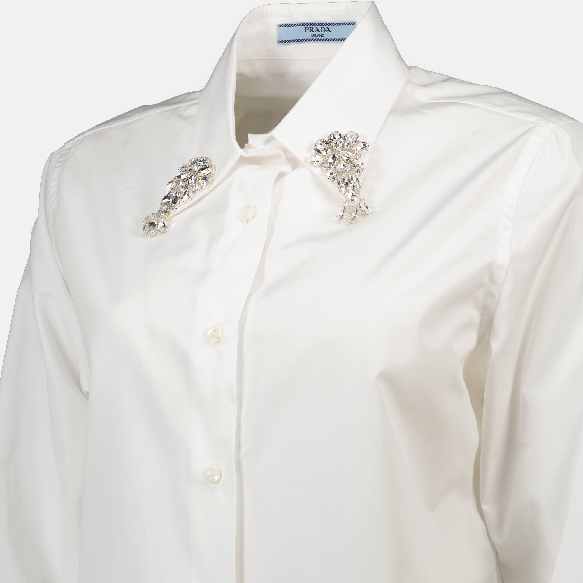 Chemises Chemise à broderie Prada Blanc Femme