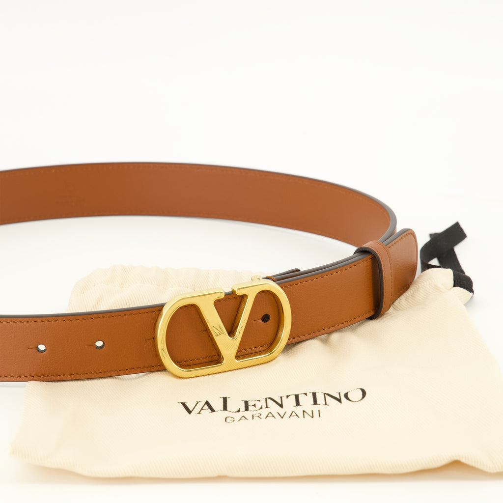 Ceintures VLogo Brown Leather Belt Valentino Garavani Marron Femme