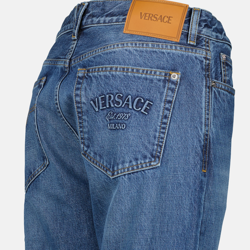 Calças Jeans Straight Versace Azul Homme