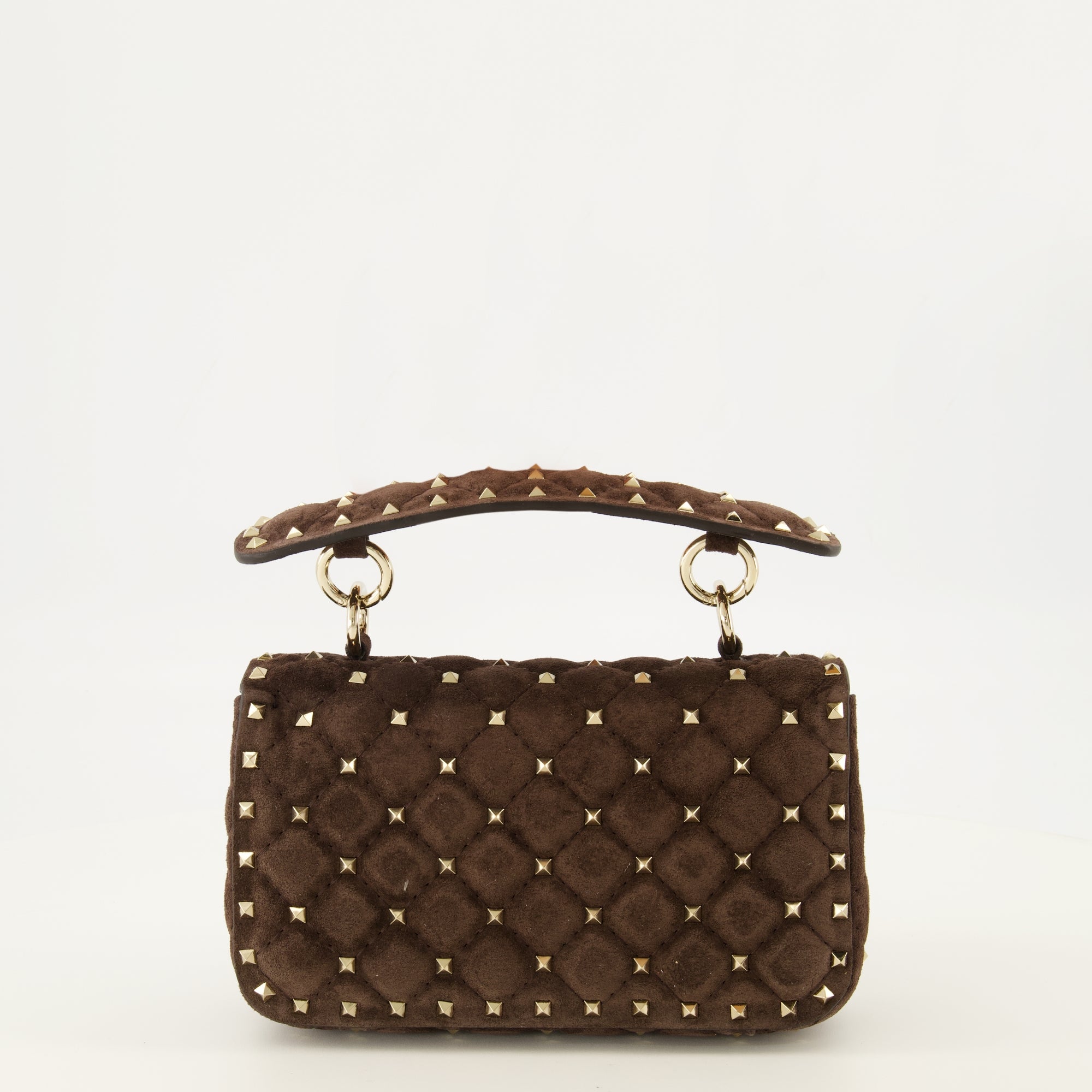 Sacs à main et épaule Petit sac Rockstud Spike en daim marron Valentino Garavani Marron Femme