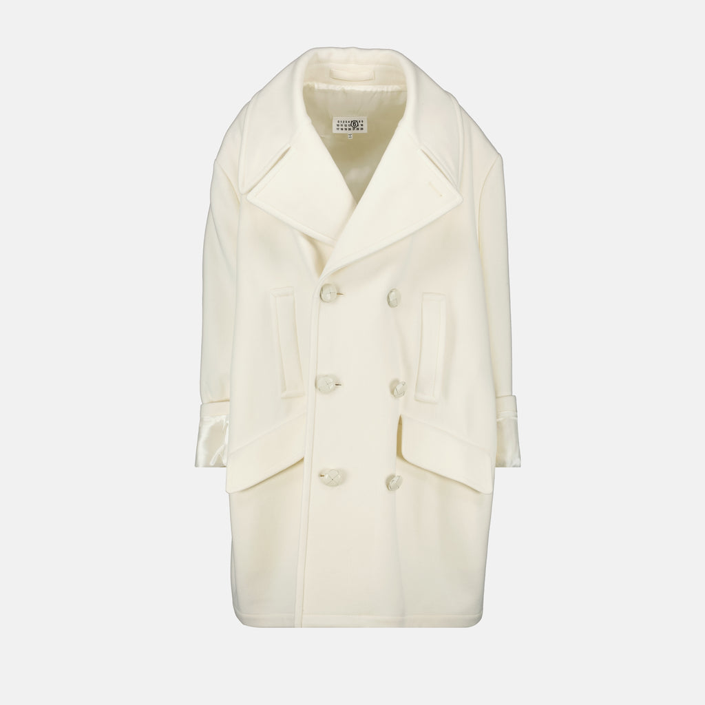 Mm6 브랜드 여성용 울 코트 이미지 - 2025 가을-겨울 시즌 - 정면 보기