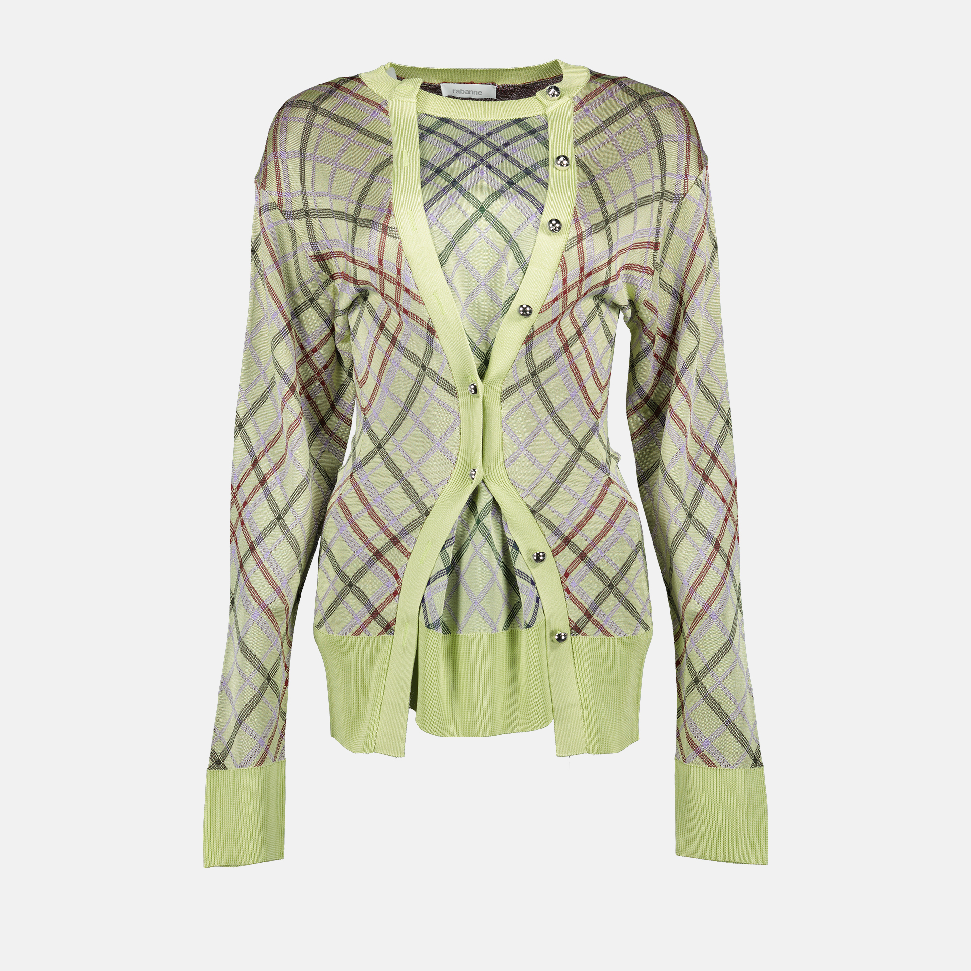 Maille Gilet à carreaux Rabanne Vert Femme