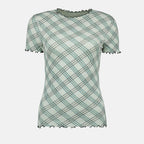 T-shirts Top stretch à carreaux Burberry Vert Femme
