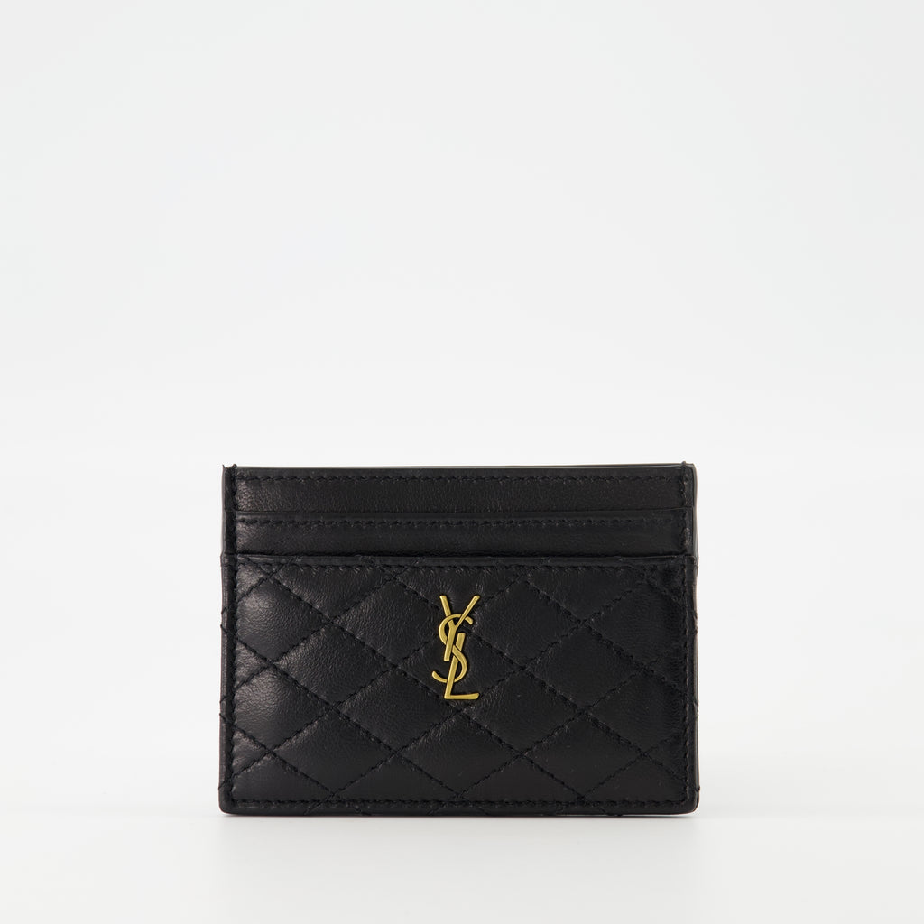 Pequeños artículos de cuero Porte-cartes Cassandre Saint Laurent Negro Femme