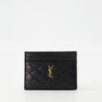 Pequeños artículos de cuero Porte-cartes Cassandre Saint Laurent Negro Femme