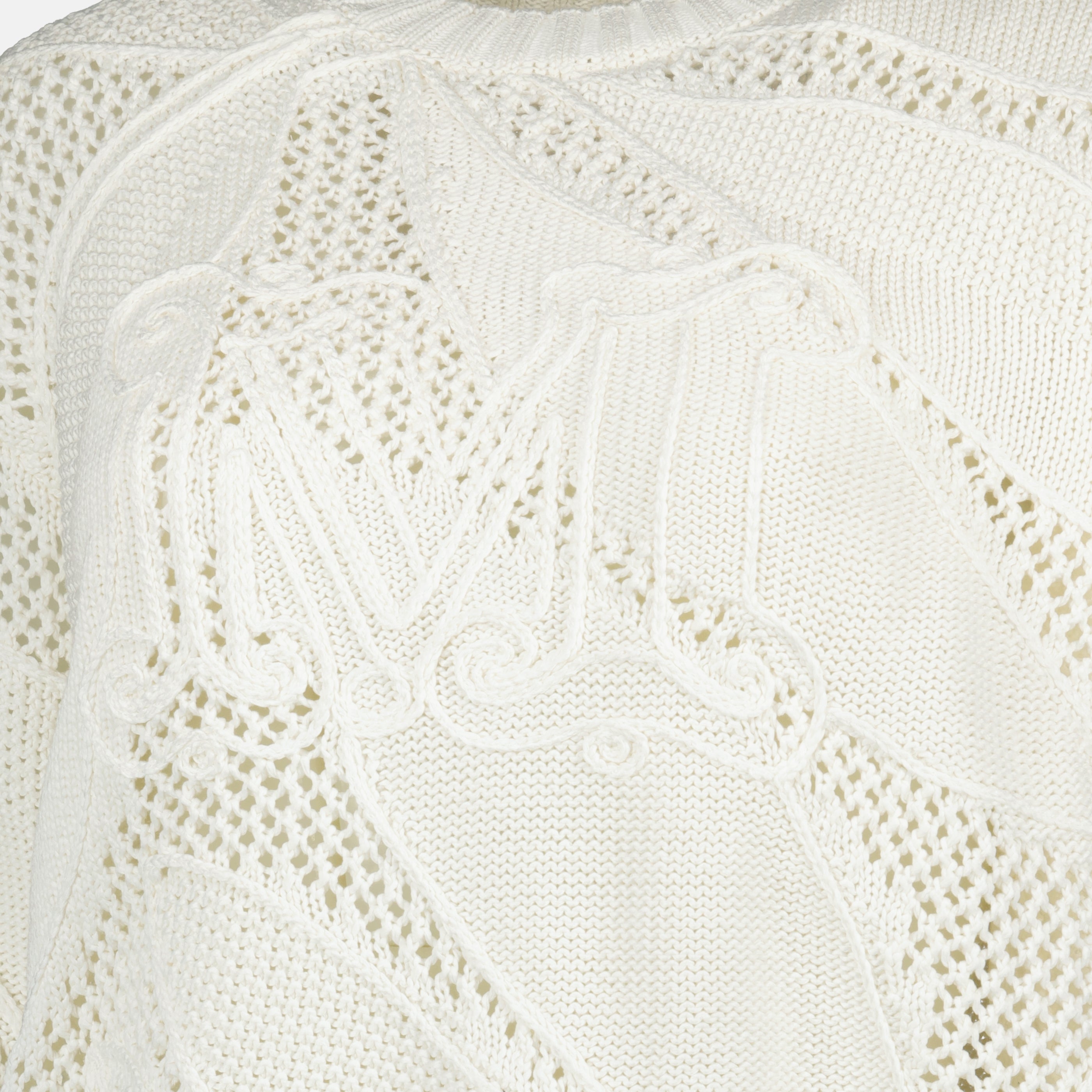 Imagem do pullover branco em algodão bordado da marca Max Mara para mulher - Temporada Primavera-Verão 2026 - Vista Detalhada 1