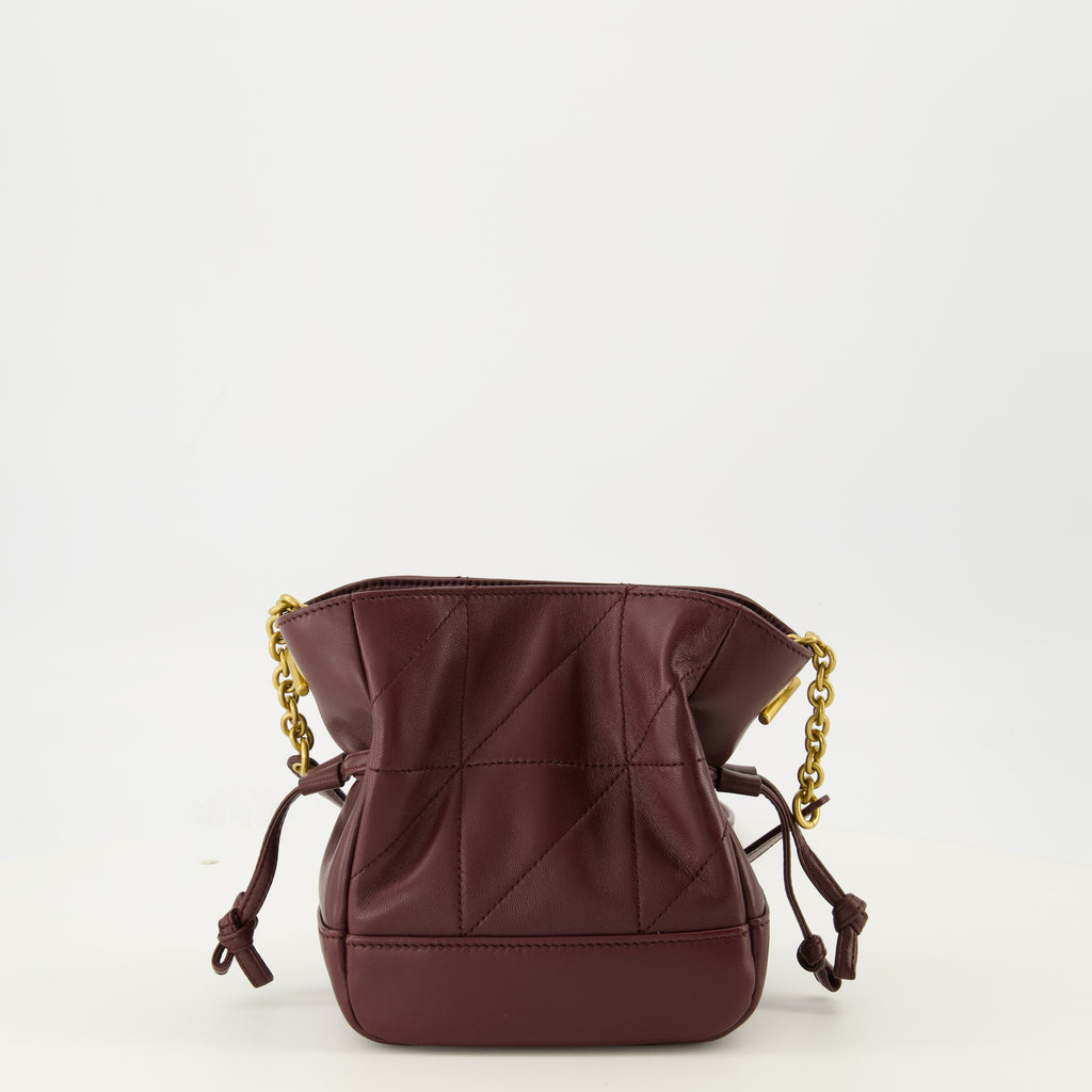Image de l'article Sac seau Jamie mini en cuir bordeaux de la marque Saint Laurent pour Femme - Saison Printemps-Été 2026 - Vue de Dos