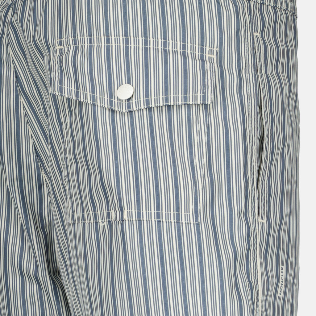 Beachwear Short bain en nylon à rayures Moncler Bleu foncé Homme