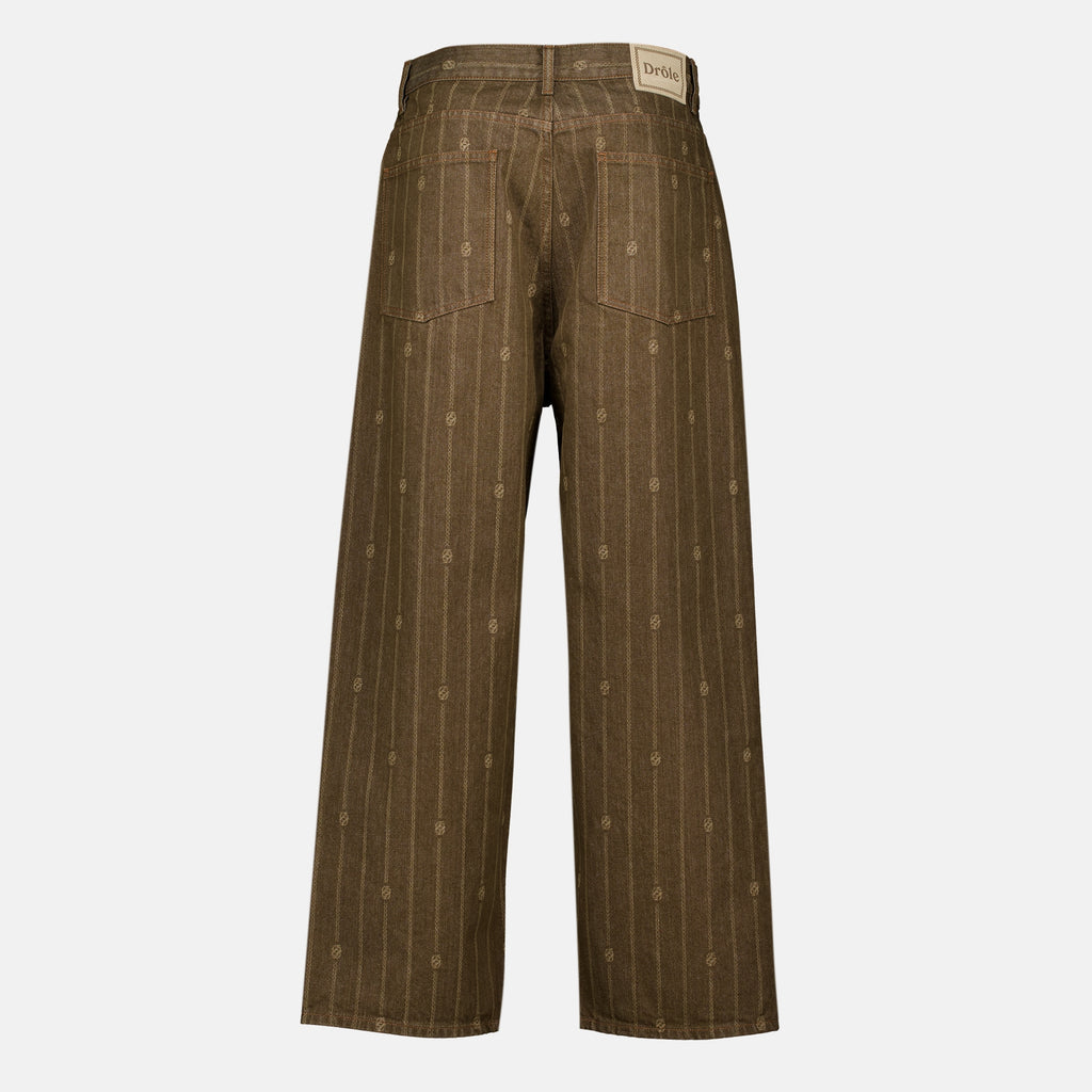 Pantalons Jeans Baggy Monograma Castanho Drole De Monsieur Marron Homme
