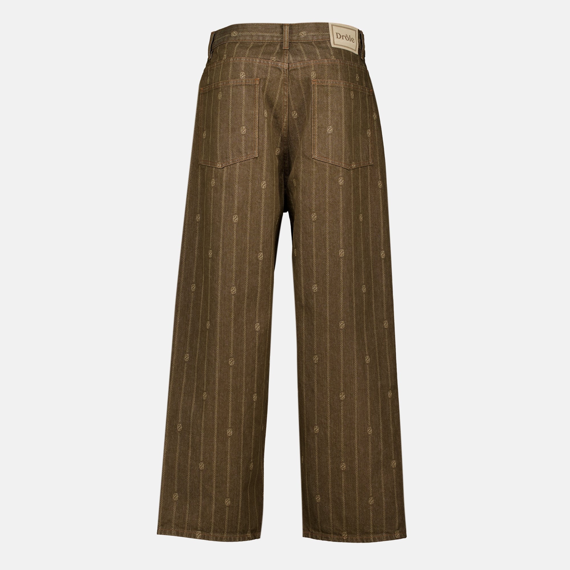 Pantalons Jeans Baggy Monograma Castanho Drole De Monsieur Marron Homme