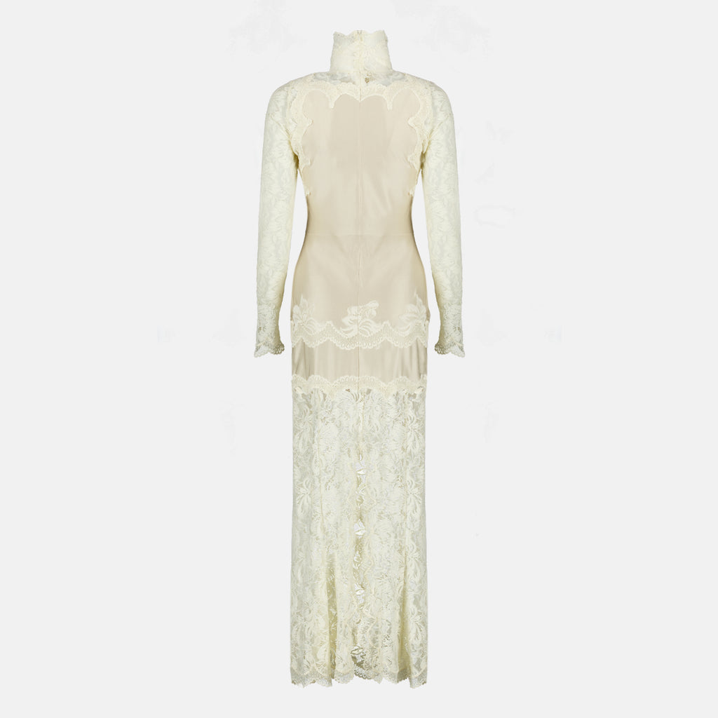 Robes Vestido Largo de Encaje Beige Rabanne Beige Femme