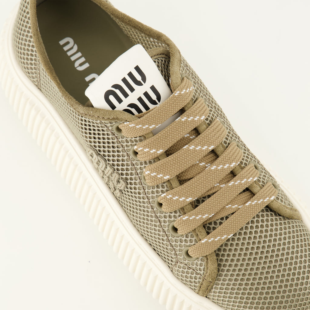 Baskets Baskets en mesh à plateforme marron Miu Miu Kaki Femme