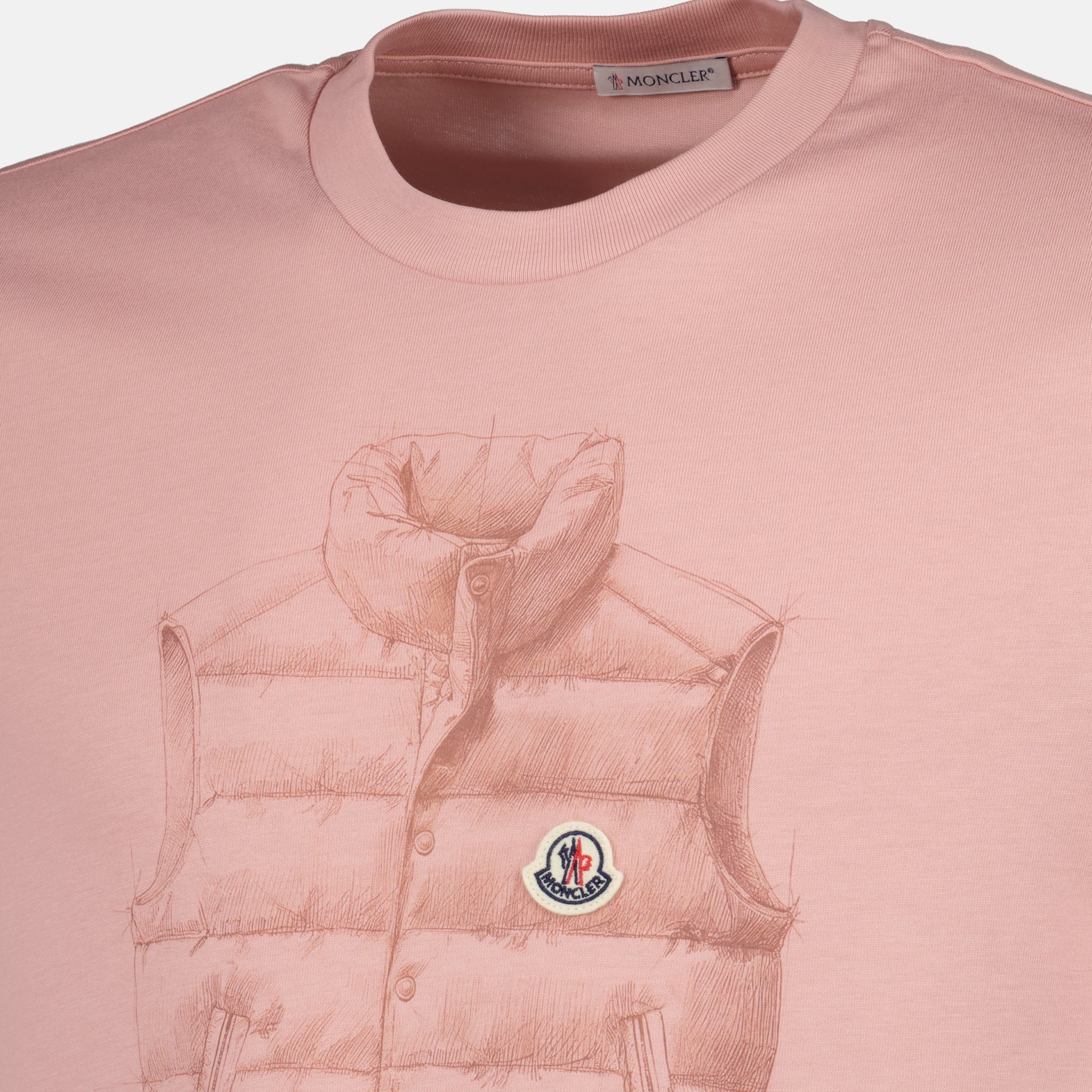 T-shirts T-shirt à imprimé doudoune rose Moncler Rose Homme