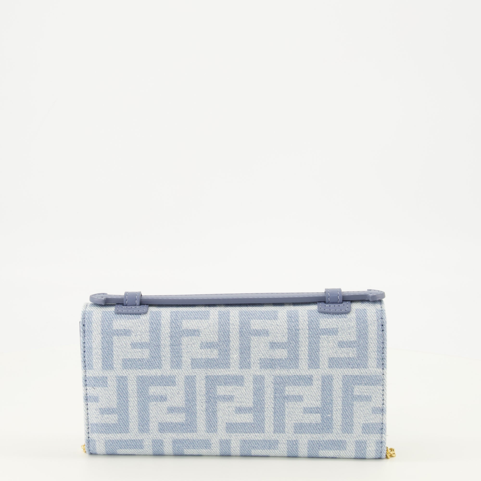 Sacs à main et épaule Carteira Baguette com Cadeia em Denim e Couro Azul FF Fendi Bleu Femme