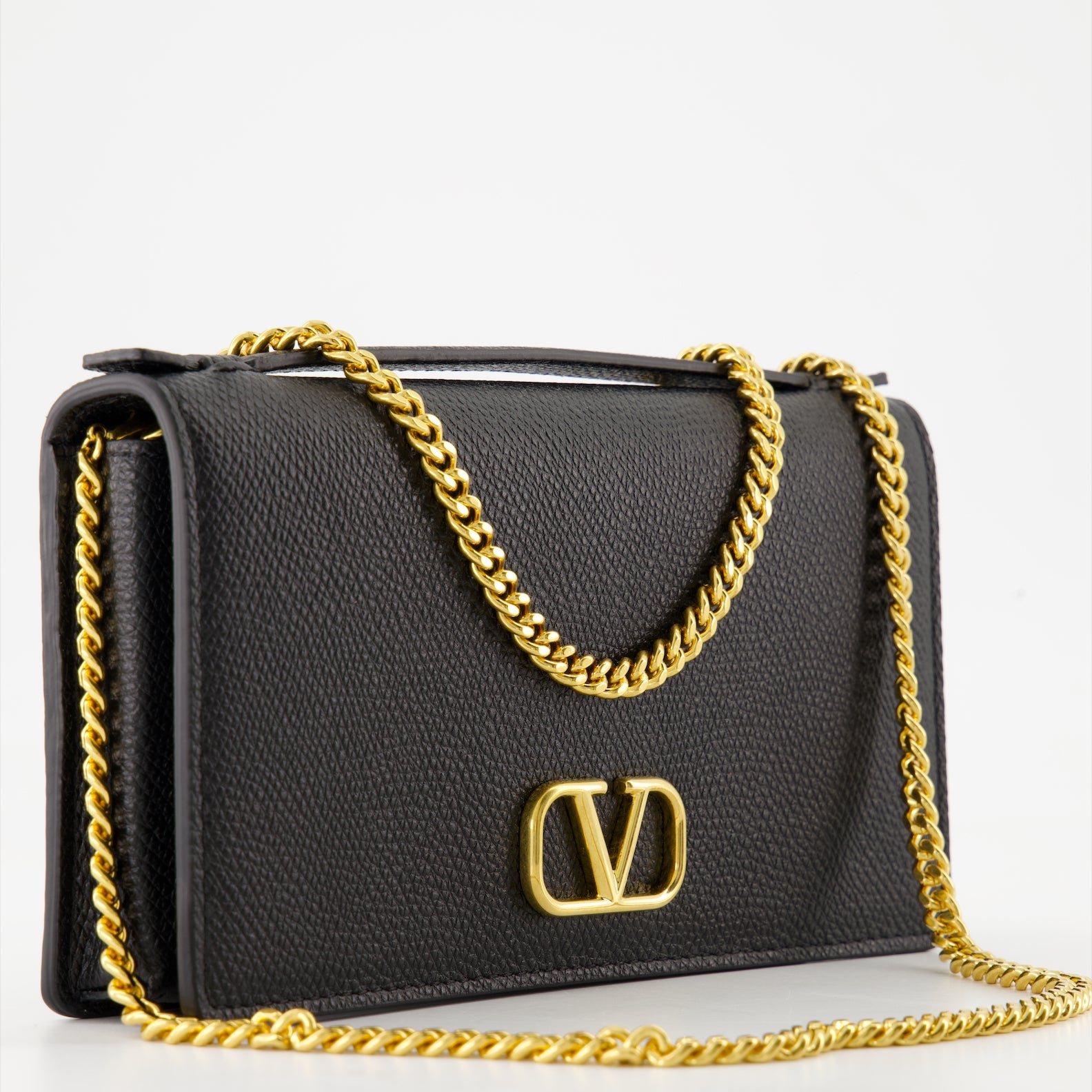 スモールレザーグッズ Portefeuille VLogo à chaîne Valentino Garavani 黒 Femme