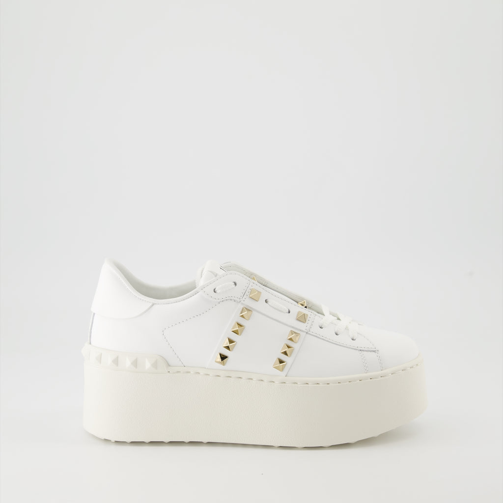 Sneaker Baskets Rockstud Untitled Flatform Valentino Garavani Weiß Femme