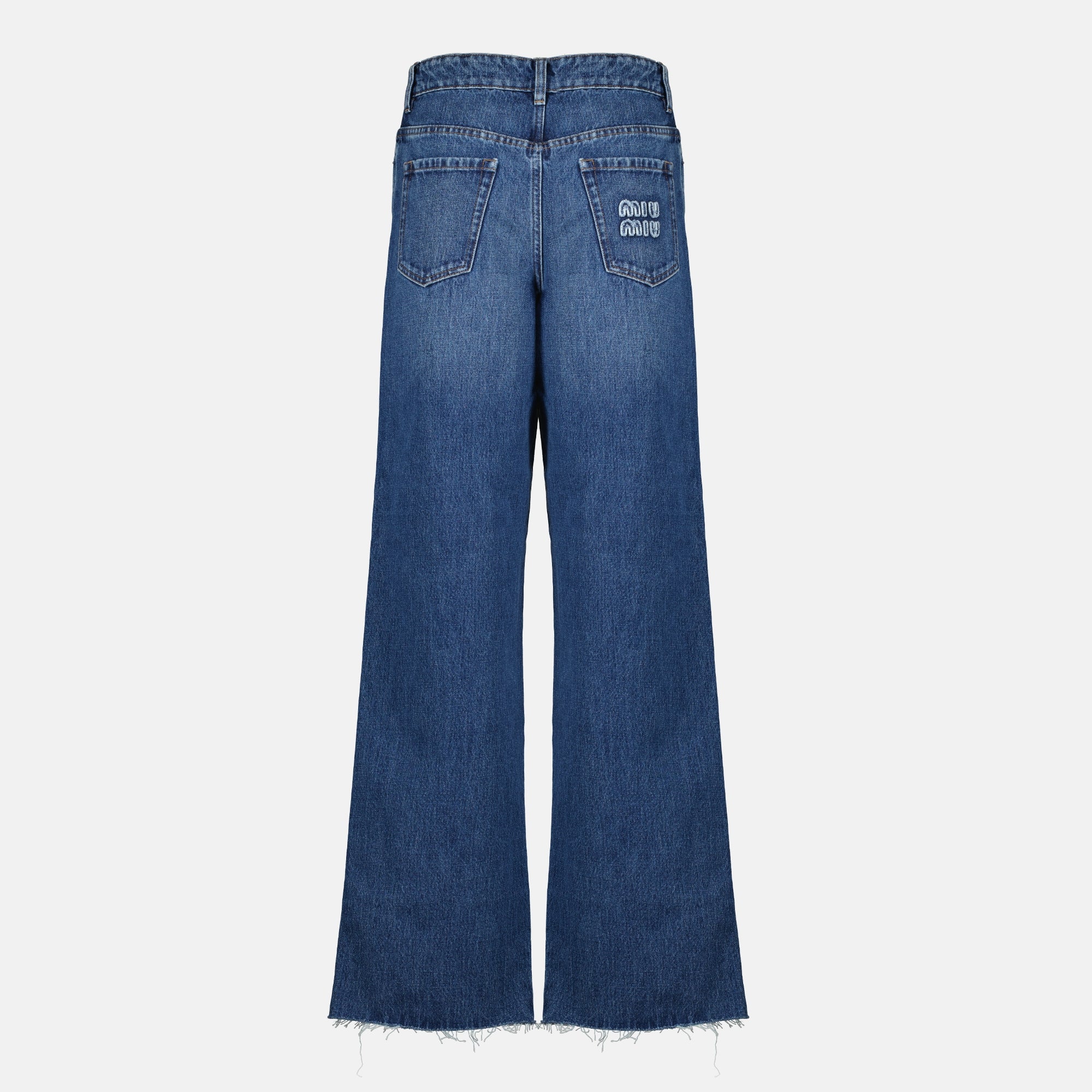 Image de l'article Jean en denim bleu de la marque Miu Miu pour Femme - Saison Printemps-Été 2026 - Vue de Dos