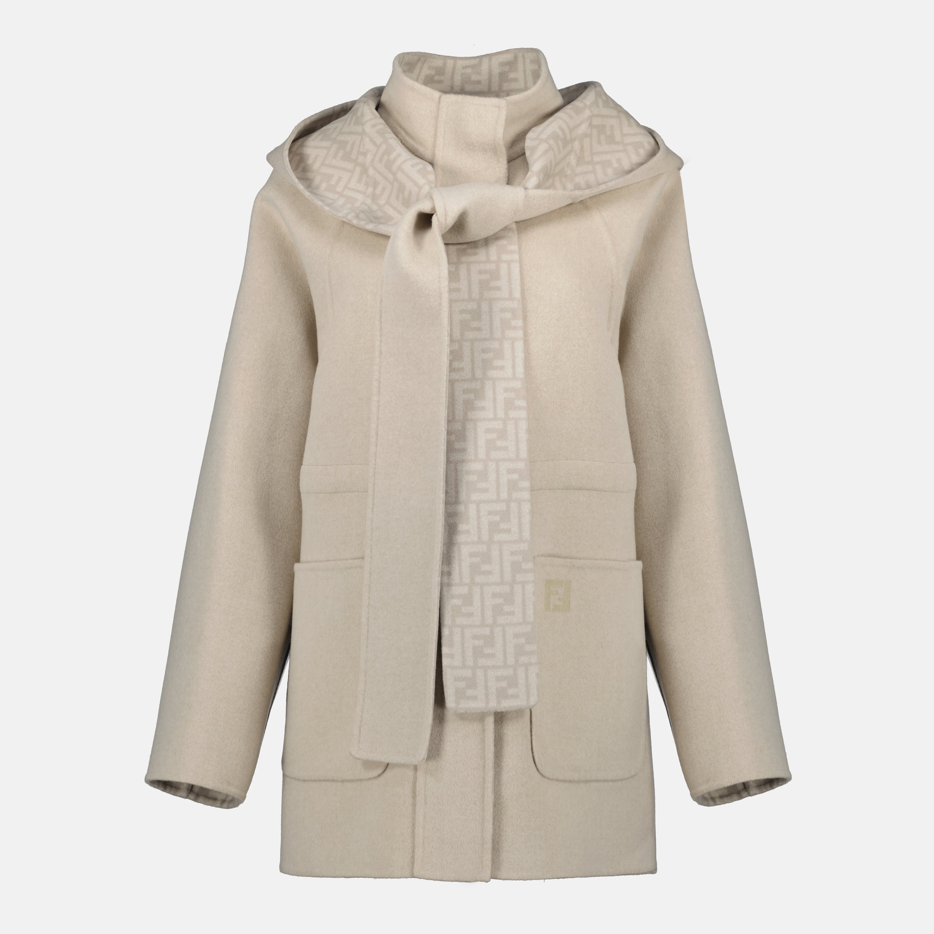 Image of the Fendi Women's FF Wool Parka - Autumn-Winter 2025 - Front View