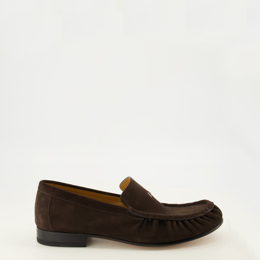 Mocassins Mocassini Maurice in Suede Marrone Scuro Dior Marron Homme