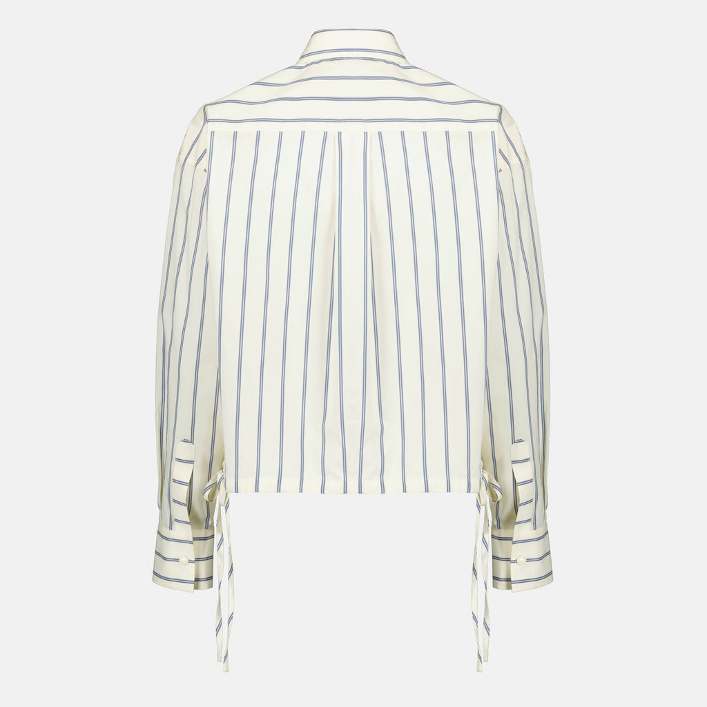 Chemises Camisa de Algodón y Seda a Rayas Moncler Blanc Femme
