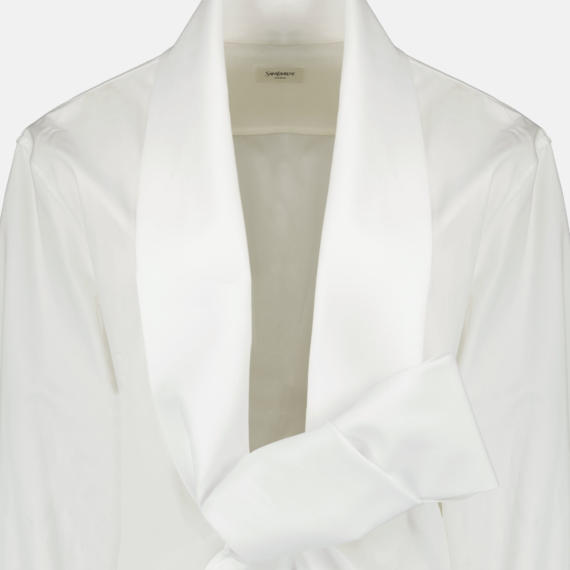 Chemises Camicia con Papillon in Popeline Bianco Saint Laurent Blanc Femme