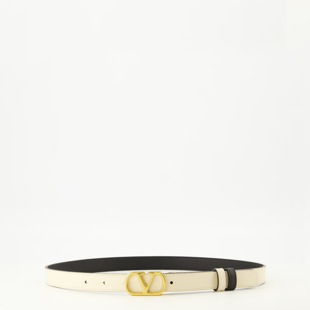 Ceintures Cintura VLogo Reversibile in Bianco e Nero 20 mm Valentino Garavani Blanc Femme