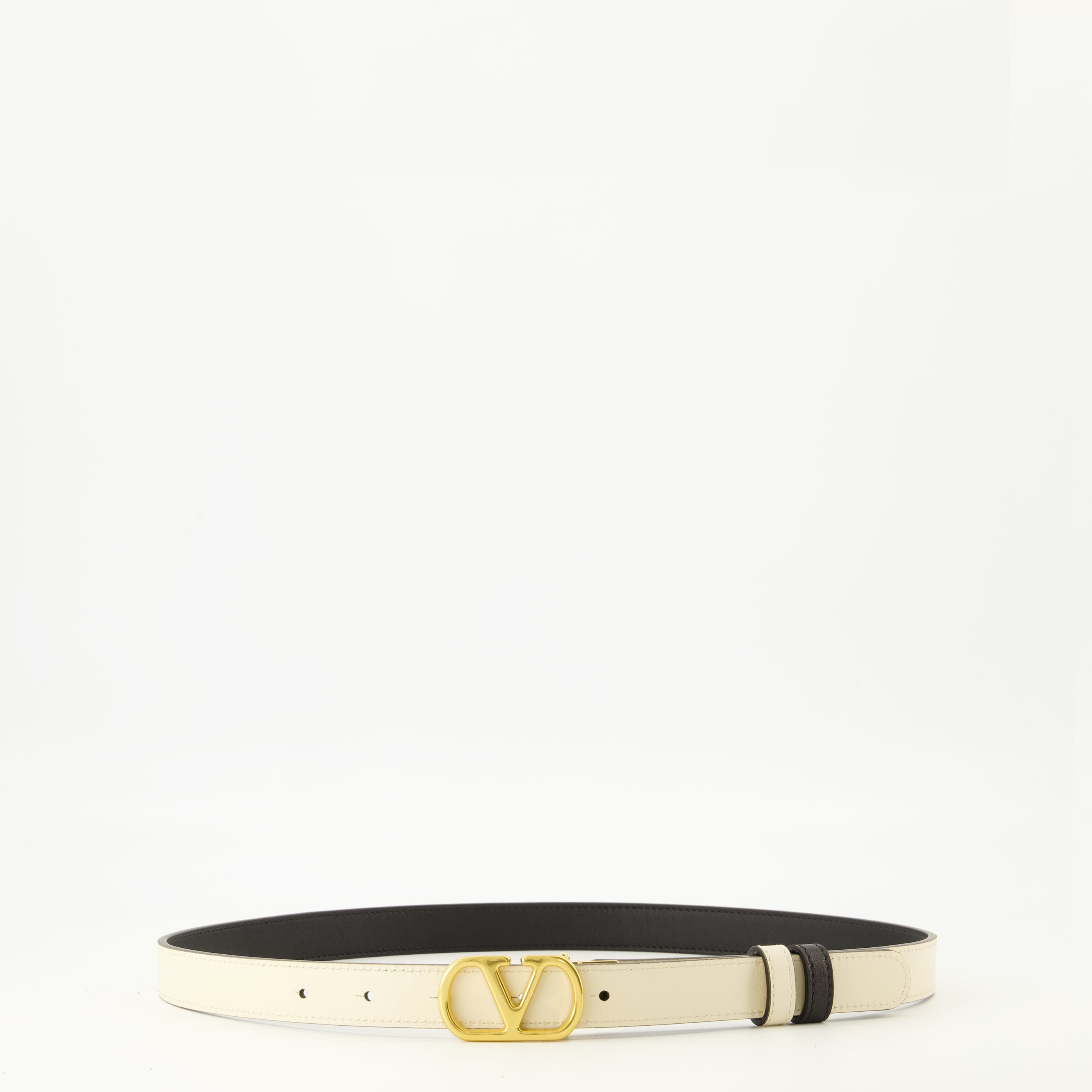Ceintures Cintura VLogo Reversibile in Bianco e Nero 20 mm Valentino Garavani Blanc Femme