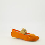 Chaussures plates 오렌지 색상 아나토믹 뉴메릭 새틴 발레리나 Mm6 Orange Femme
