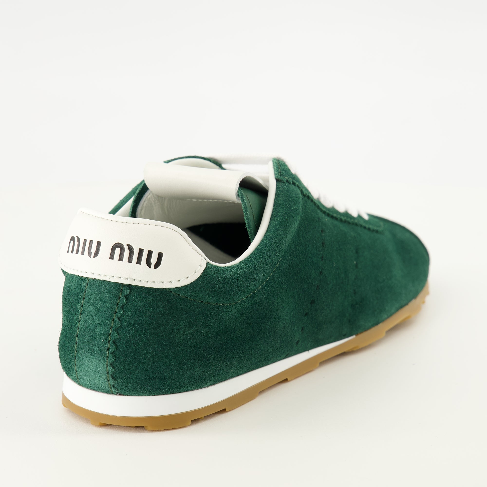 Baskets Baskets Plume en suède vert Miu Miu Vert Femme