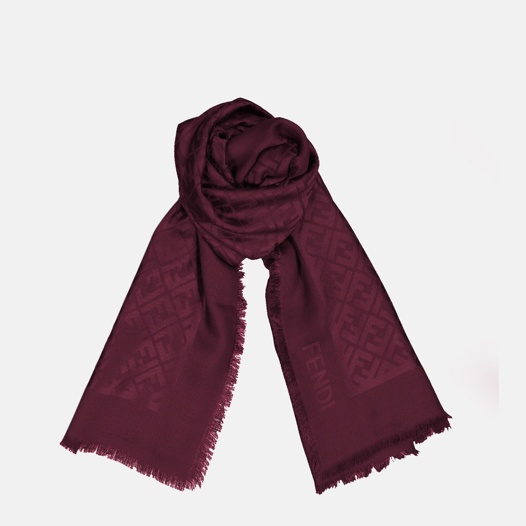Imagem do lenço FF bordô da marca Fendi para mulheres - Temporada Primavera-Verão 2026 - Vista Traseira