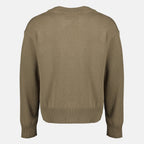 Bild des AMI beigen Herzpullovers aus Baumwolle und Wolle der Marke Ami PARIS für Unisex - Frühling-Sommer 2026 - Rückansicht