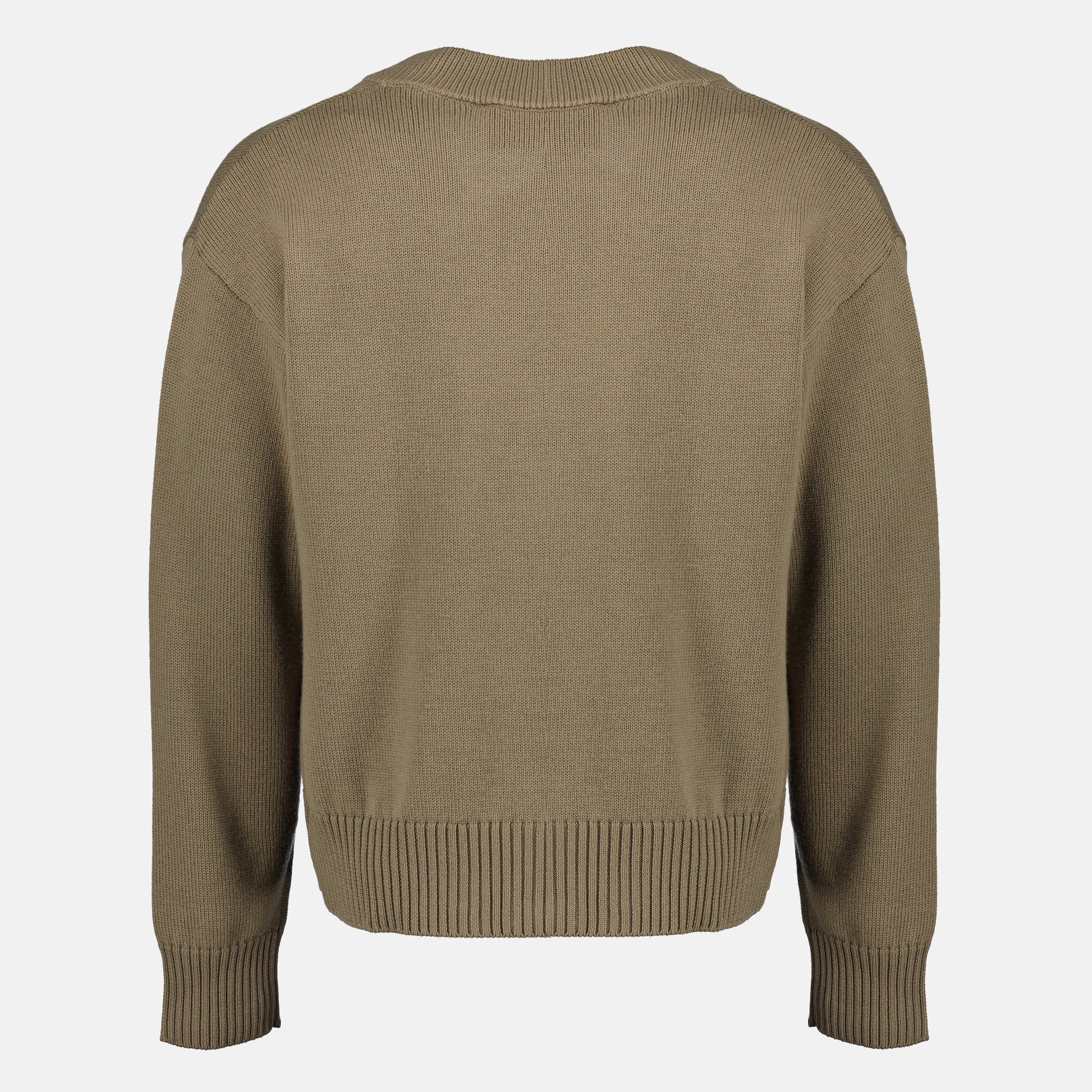 Image de l'article Pull AMI de coeur beige en laine ete coton de la marque Ami PARIS pour Unisex - Saison Printemps-Été 2026 - Vue de Dos