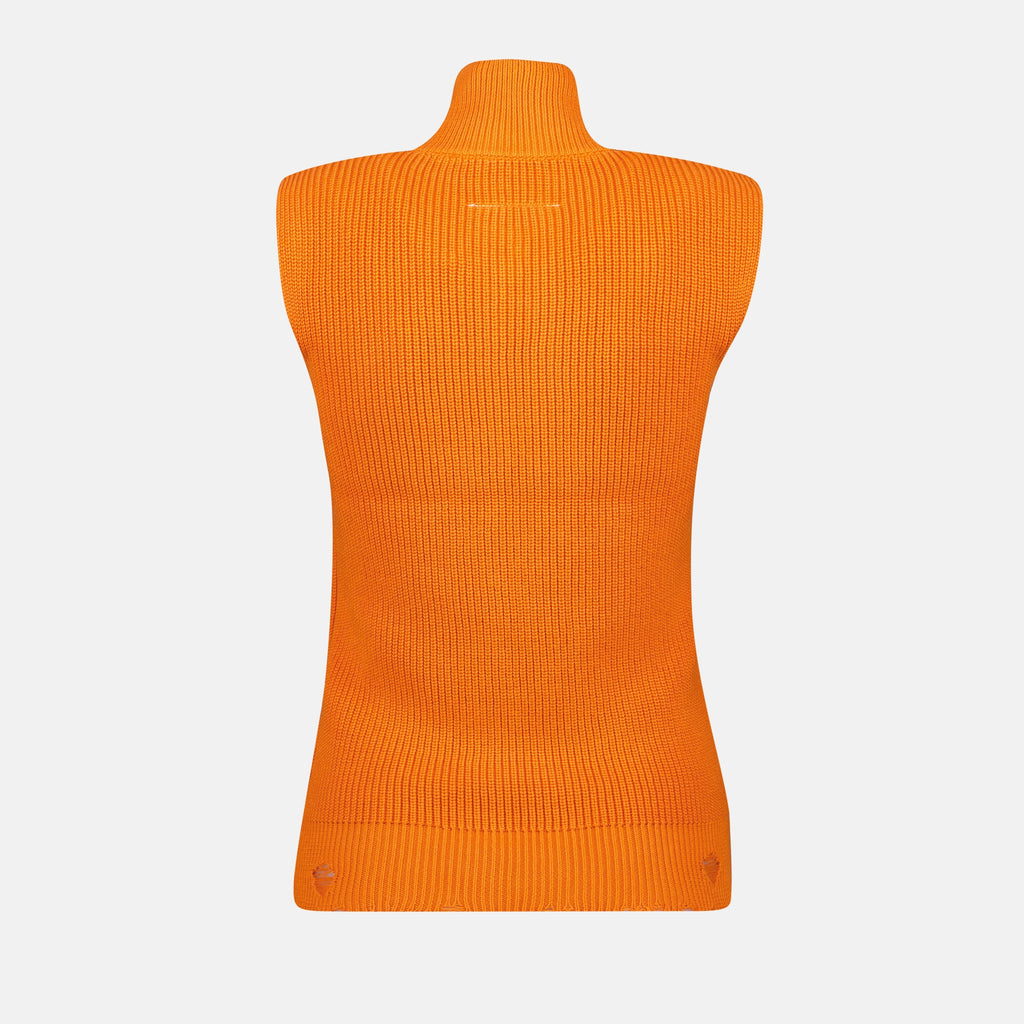 Vestes Gilet sans manche en maille Mm6 Orange Femme